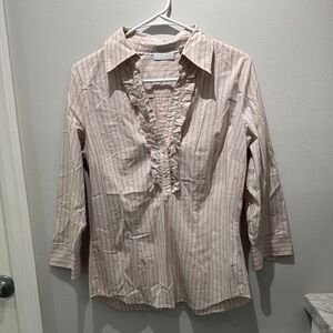 New York & Company Pink Striped Jacket